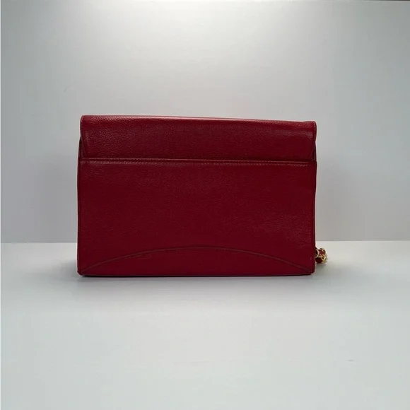 Kate Landry Shoulder Bag w/ Chain Strap - red/gold - Picture 2 of 15